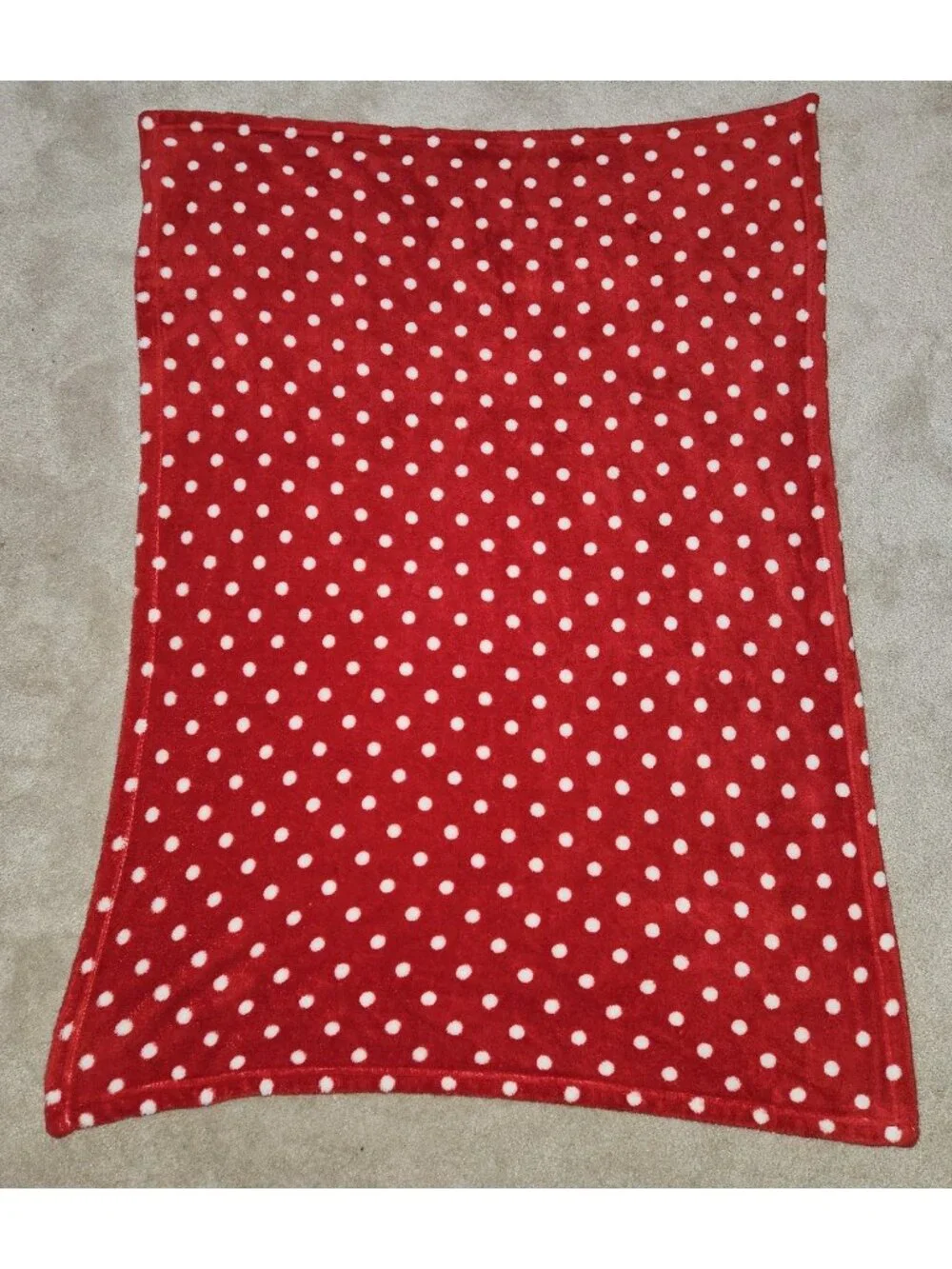 Snugly Baby Blanket Fleece Red White Polka Dots 28x38 RN 123745